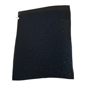 Kate Landry NWT Black Silver Rhinestone Embellished Chiffon Scarf Shawl One Size